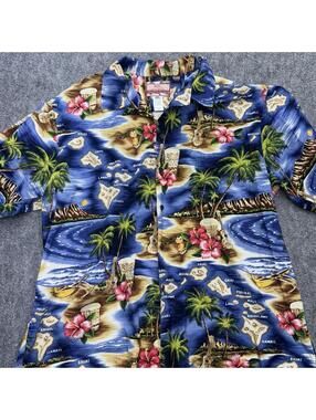 RJC Hawaiian Shirt Mens 3XL Island Map Scenic Aloha Made Hawaii USA
